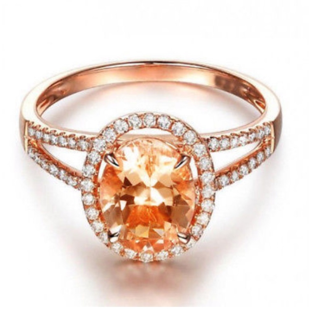 Rose Gold Band Lab Created Crystal Ring